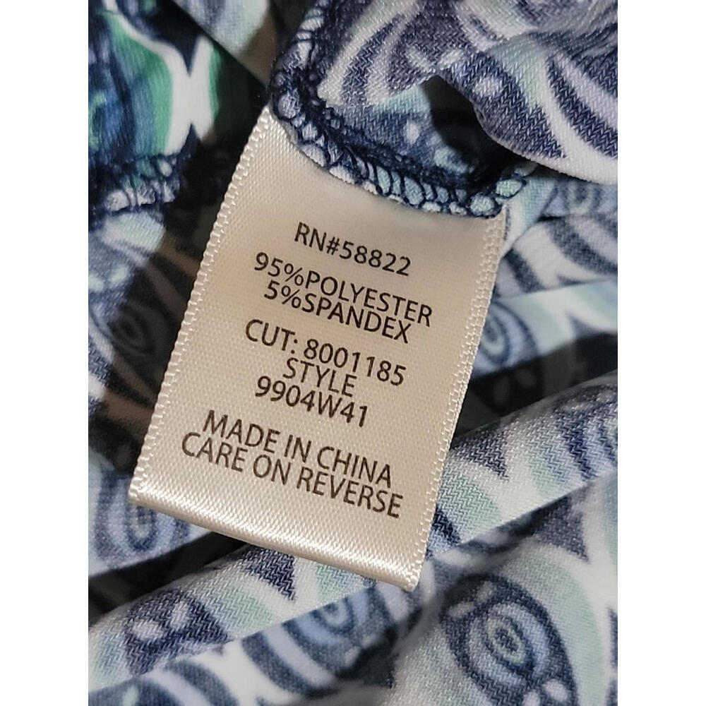 Max Studio GEO Pattern Size L Navy Green Wide Leg Jumpsuit NWT $118 #C - Picture 13 of 14